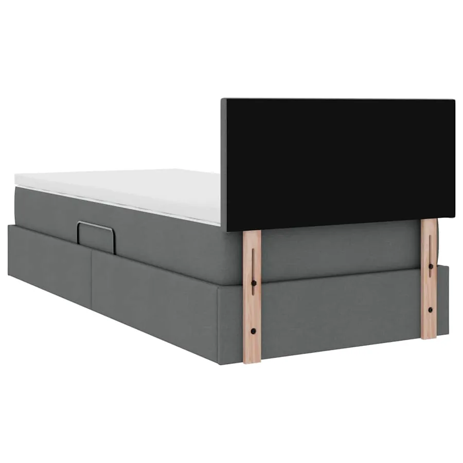 Lit de rangement LED avec matelas Gris foncé 90 x 200 cm Tissu - 12