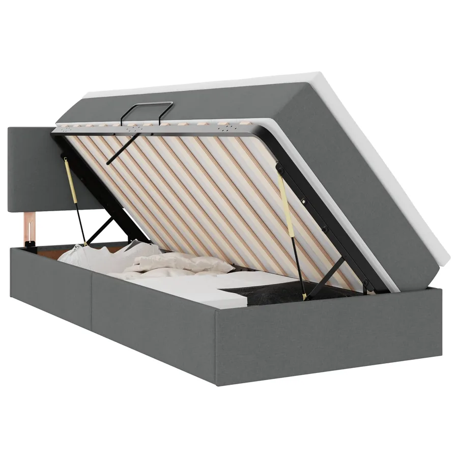 Lit de rangement LED avec matelas Gris foncé 90 x 200 cm Tissu - 2