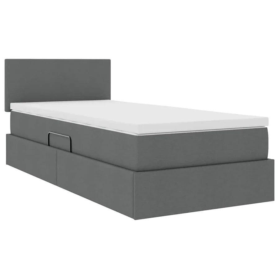 Lit de rangement LED avec matelas Gris foncé 90 x 200 cm Tissu - 6