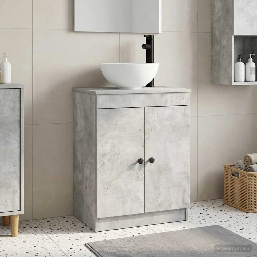 Meuble de salle de bain avec évier Gris béton 54 x 35 x 83 cm