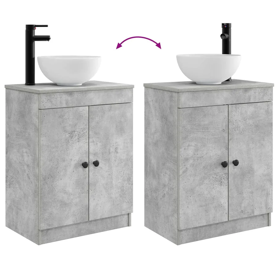 Meuble de salle de bain avec évier Gris béton 54 x 35 x 83 cm - 8