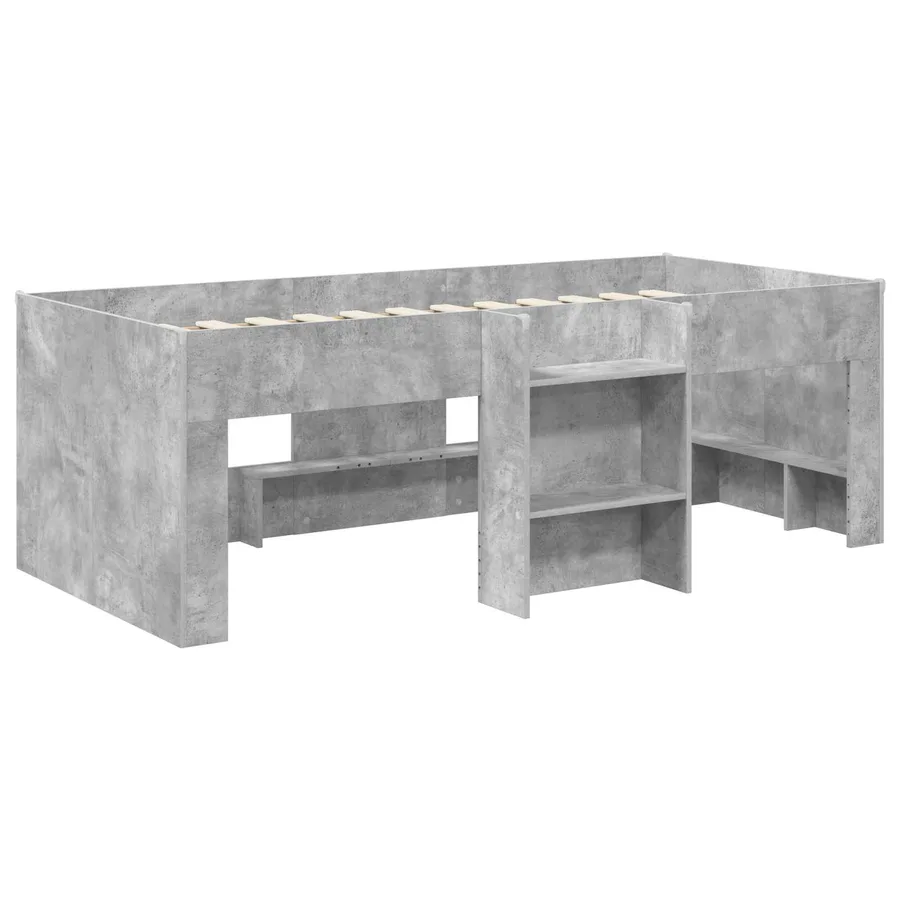 Cadre de Lit Élevé pour Enfants Gris béton 75 x 190 cm - 4