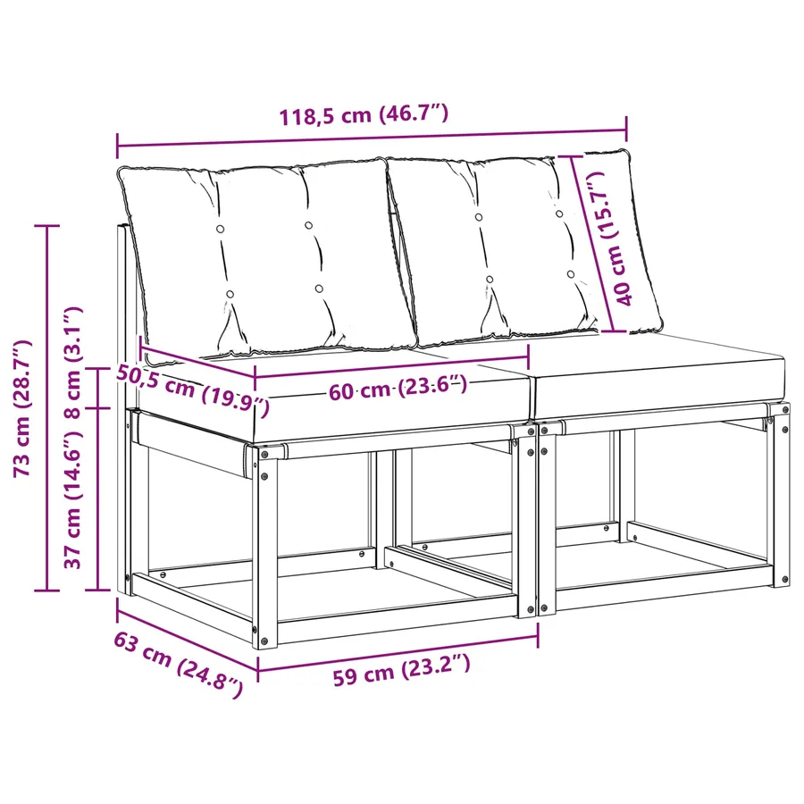 2 Pièce Canapé du milieu extérieur - 12