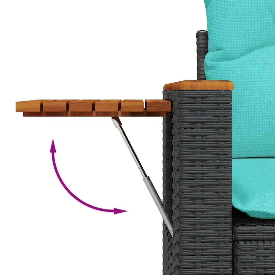 Salon de jardin avec coussins 7pcs marron résine tressée acacia - 16
