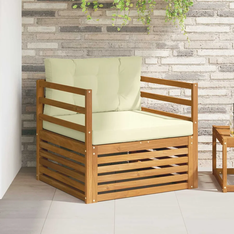 Canapé d’extérieur Bois d'acacia massif et polyester