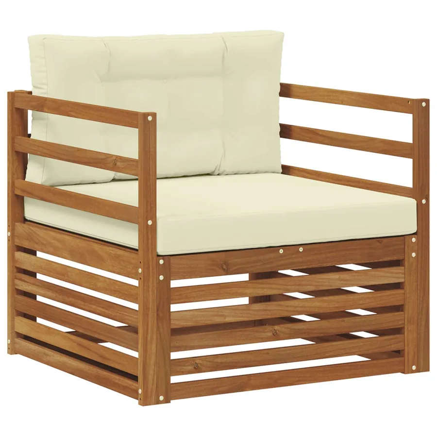 Canapé d’extérieur Bois d'acacia massif et polyester - 2