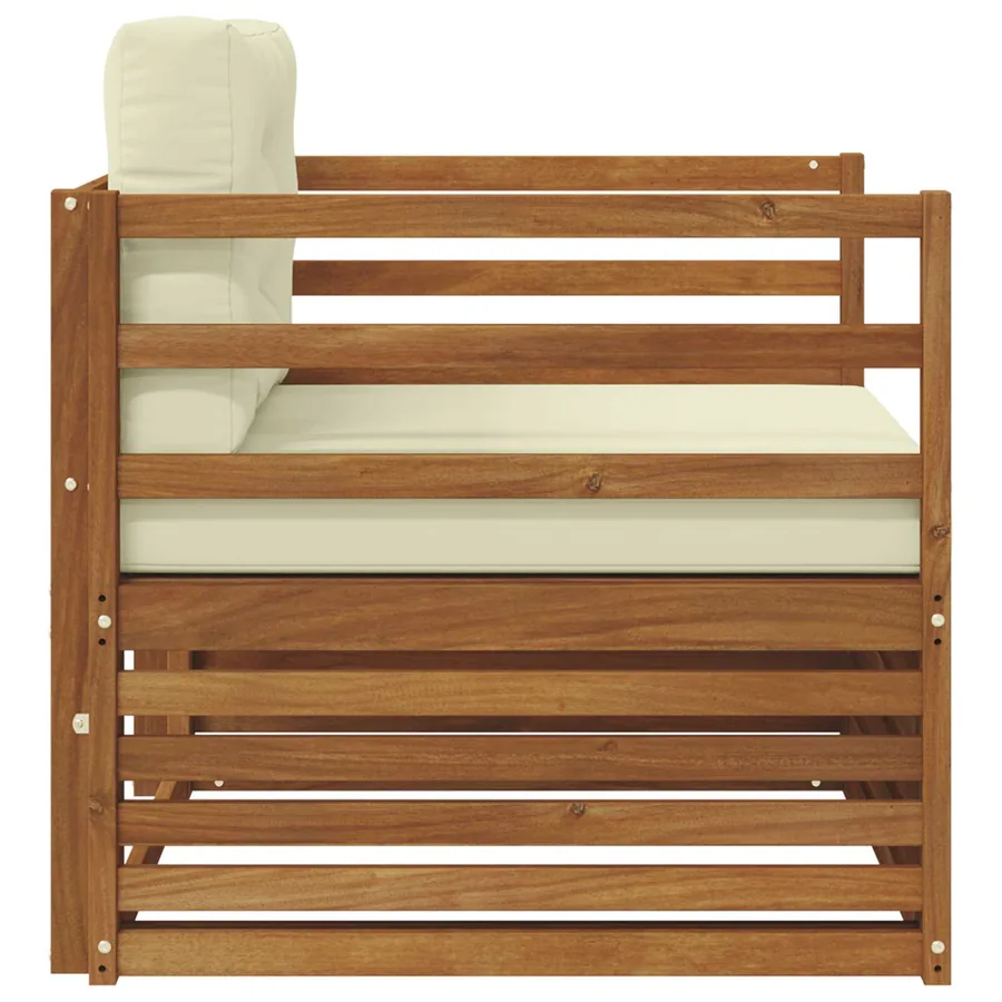 Canapé d’extérieur Bois d'acacia massif et polyester - 4