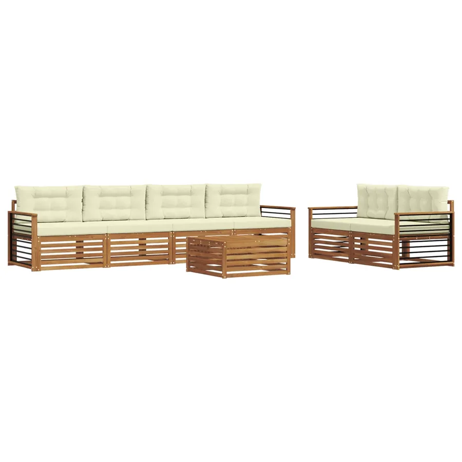 Ensemble de canapés d'extérieur 7 pcs Naturel et Crème - 2