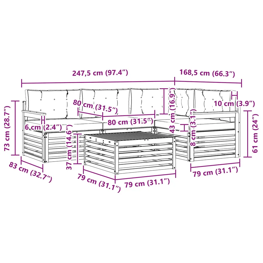 Ensemble de canapés d'extérieur 5 pcs Naturel et Crème - 8