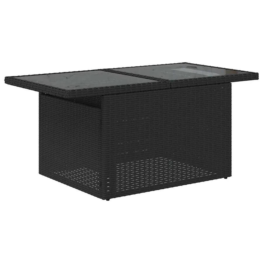 Salon de jardin avec coussins 7pcs noir résine tressée acacia - 6