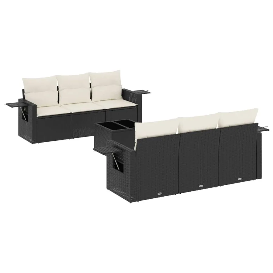 Salon de jardin 7 pcs avec coussins noir résine tressée 55 x 62 x 69 cm - 60,0 kg - 2