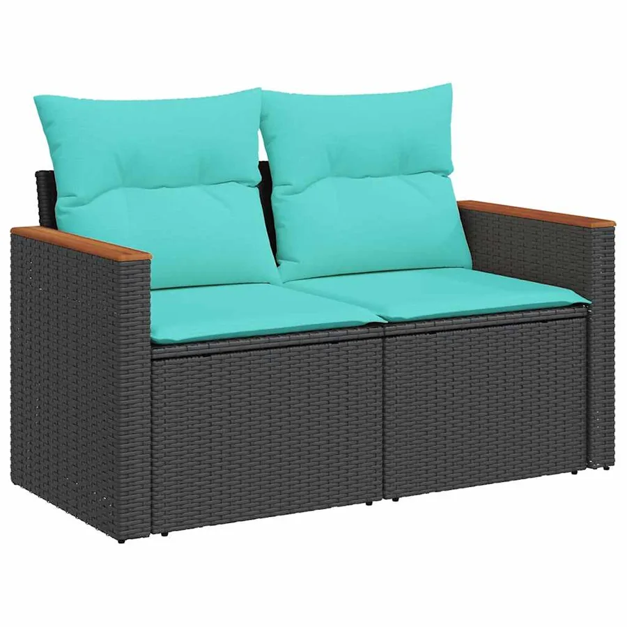 Salon de jardin 7 pcs avec coussins noir résine tressée 55 x 62 x 69 cm - 65,2 kg - 5