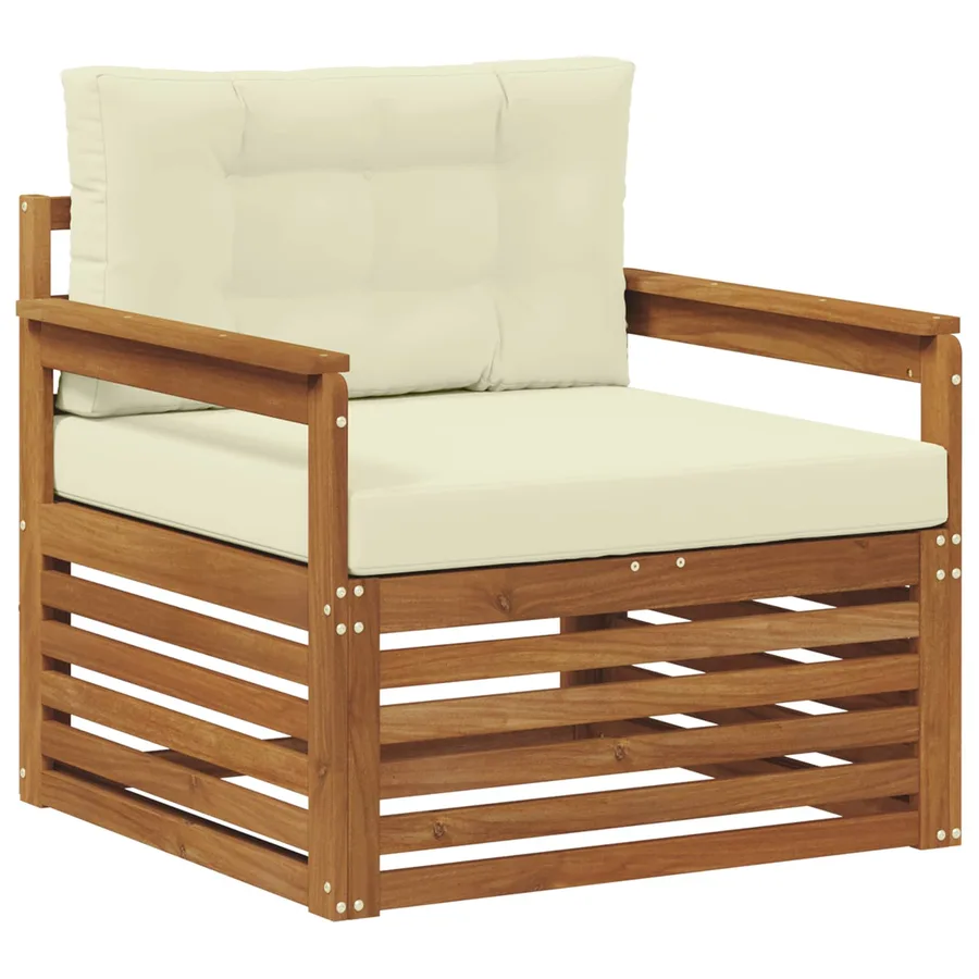 Canapé d’extérieur Bois d'acacia massif et polyester - 2