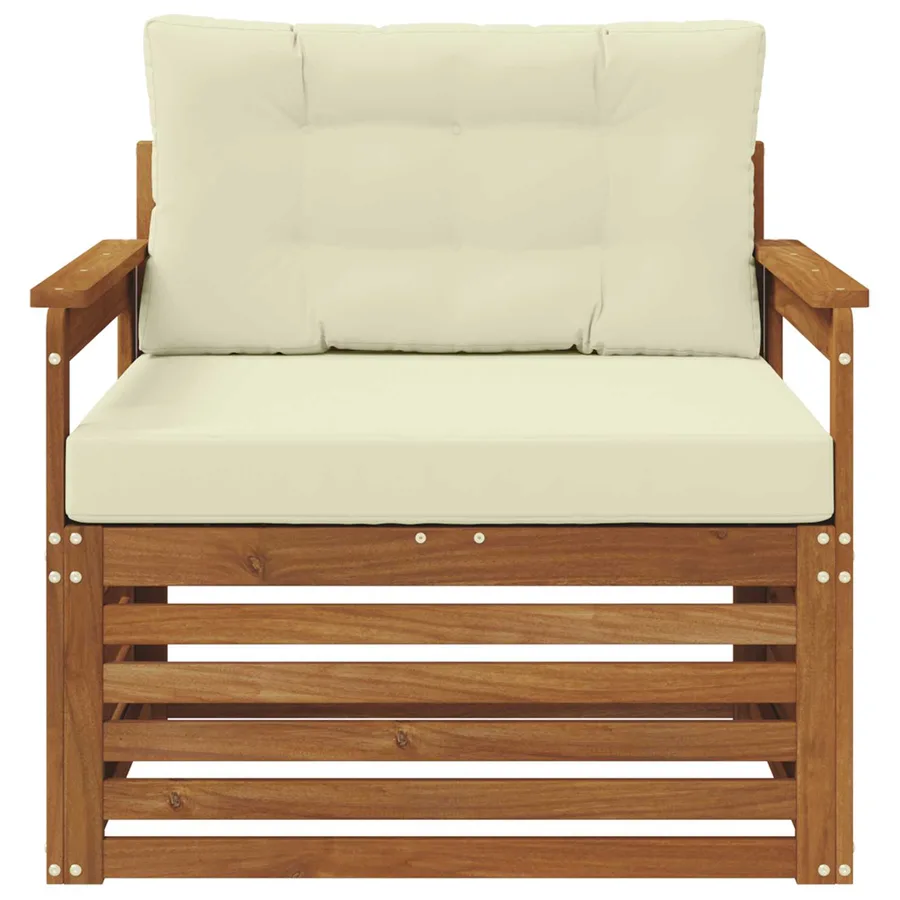 Canapé d’extérieur Bois d'acacia massif et polyester - 3