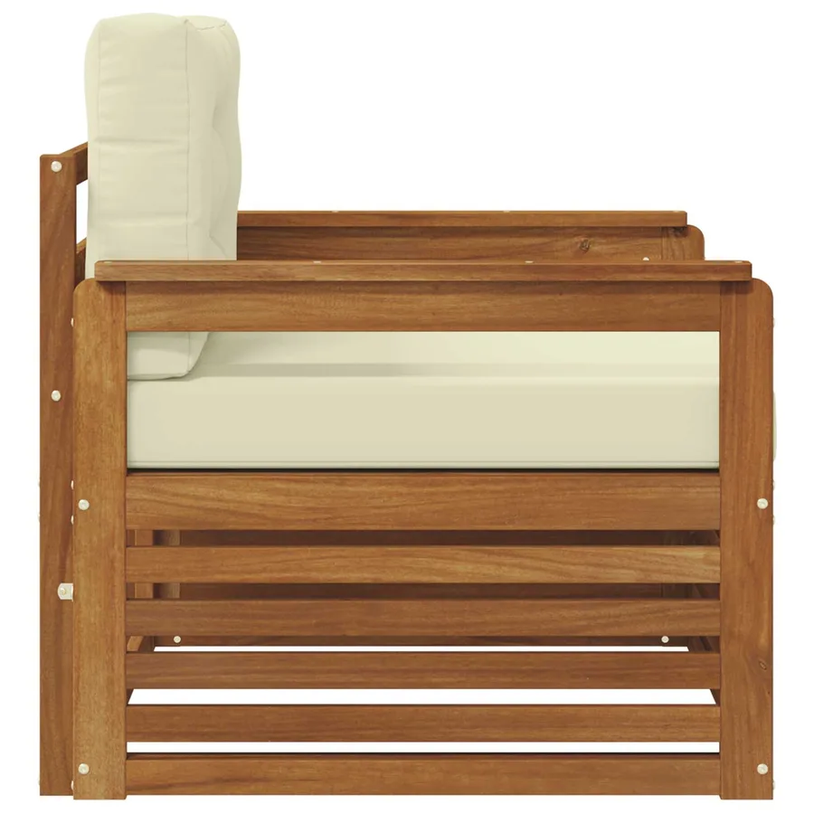 Canapé d’extérieur Bois d'acacia massif et polyester - 4