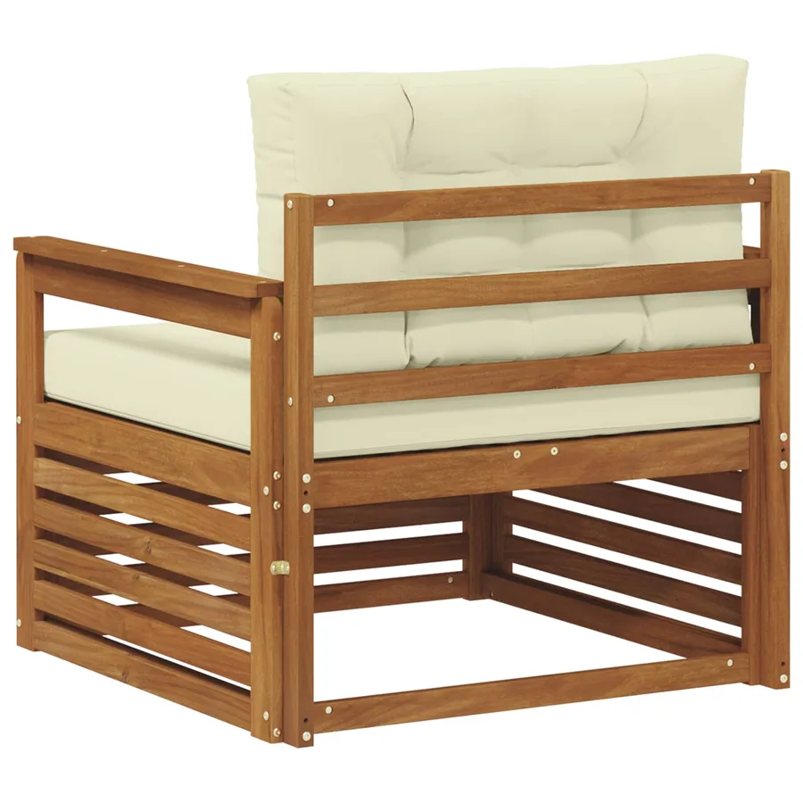 Canapé d’extérieur Bois d'acacia massif et polyester - 5