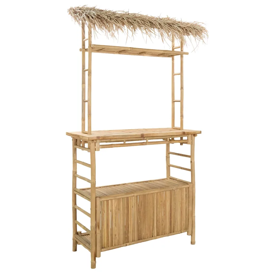 Table de bar extérieure Naturel 110 x 50 x 209 cm Bambou - 2