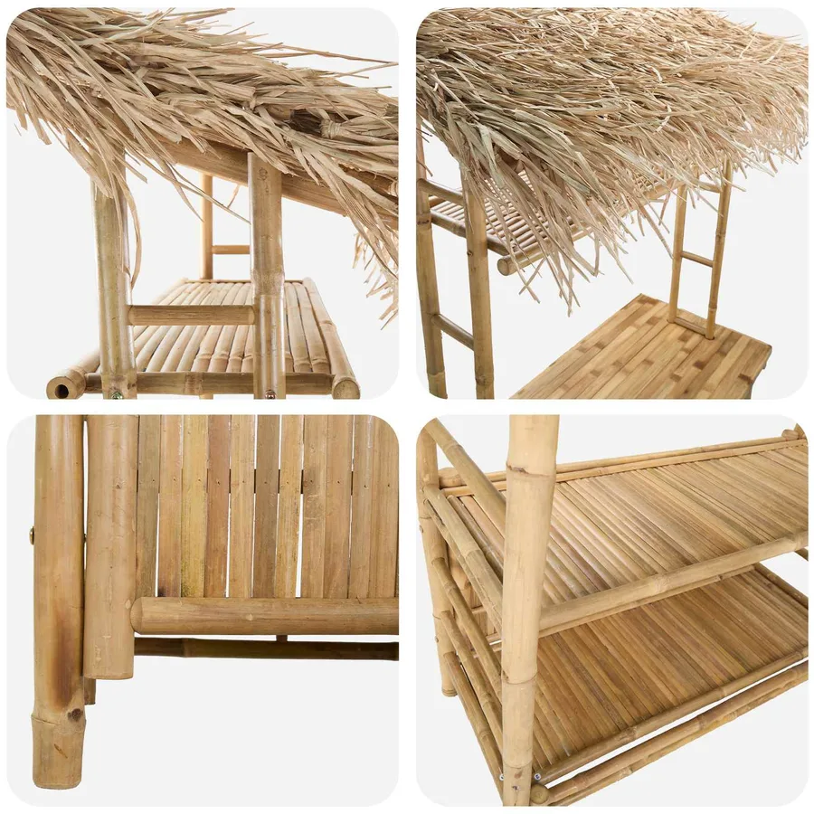 Table de bar extérieure Naturel 110 x 50 x 209 cm Bambou - 6
