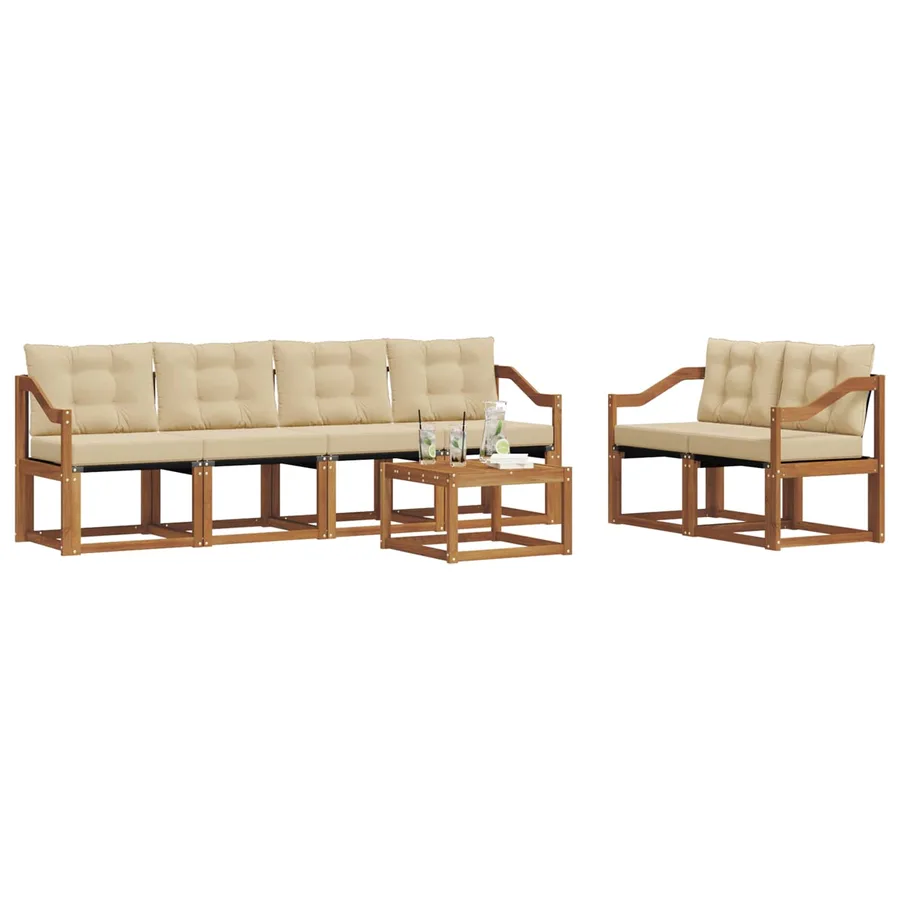 Ensemble de canapés d'extérieur 7 pcs Naturel et Beige - 3