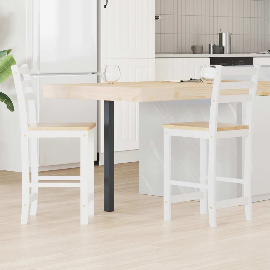 Chaises de salle à manger 2 pcs Bois de Caoutchouc Massif Blanc