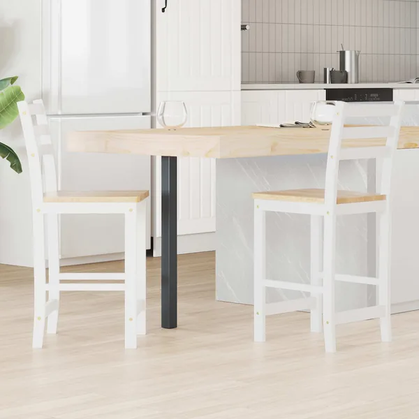 Chaises de salle à manger 2 pcs Bois de Caoutchouc Massif Blanc