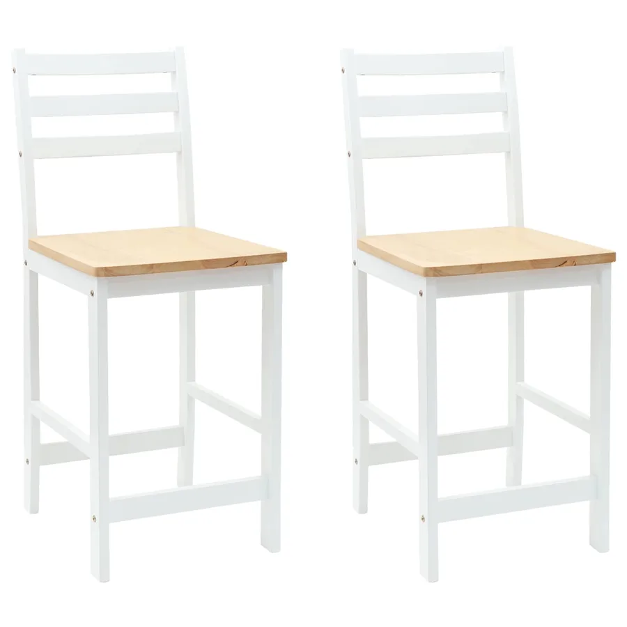 Chaises de salle à manger 2 pcs Bois de Caoutchouc Massif Blanc - 2