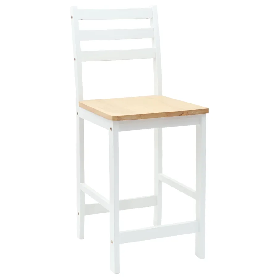 Chaises de salle à manger 2 pcs Bois de Caoutchouc Massif Blanc - 4