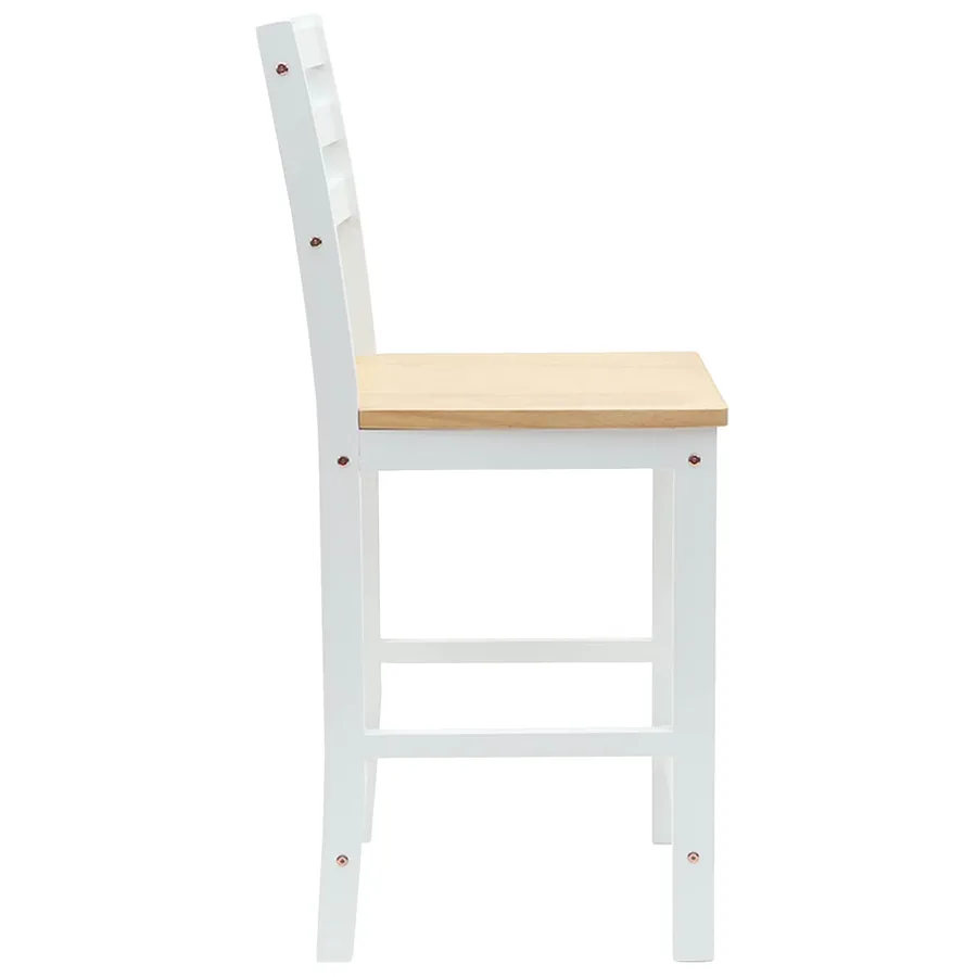 Chaises de salle à manger 2 pcs Bois de Caoutchouc Massif Blanc - 6