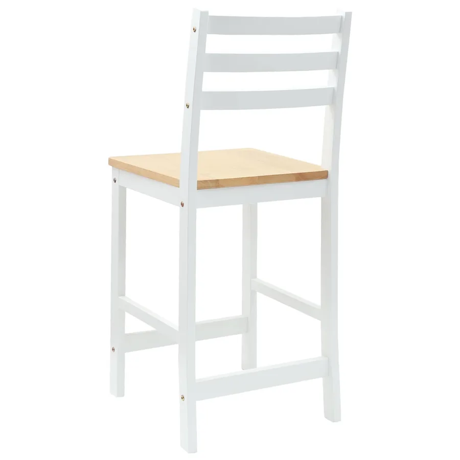 Chaises de salle à manger 2 pcs Bois de Caoutchouc Massif Blanc - 7