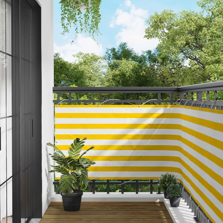 Écran de balcon Jaune et blanc 100 x 700 cm Tissu Oxford
