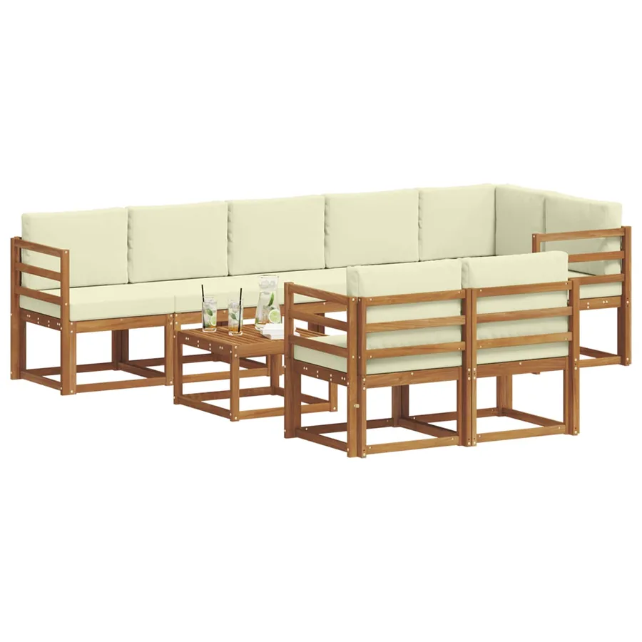 Ensemble de canapés d'extérieur 9 pcs Naturel et Crème - 3