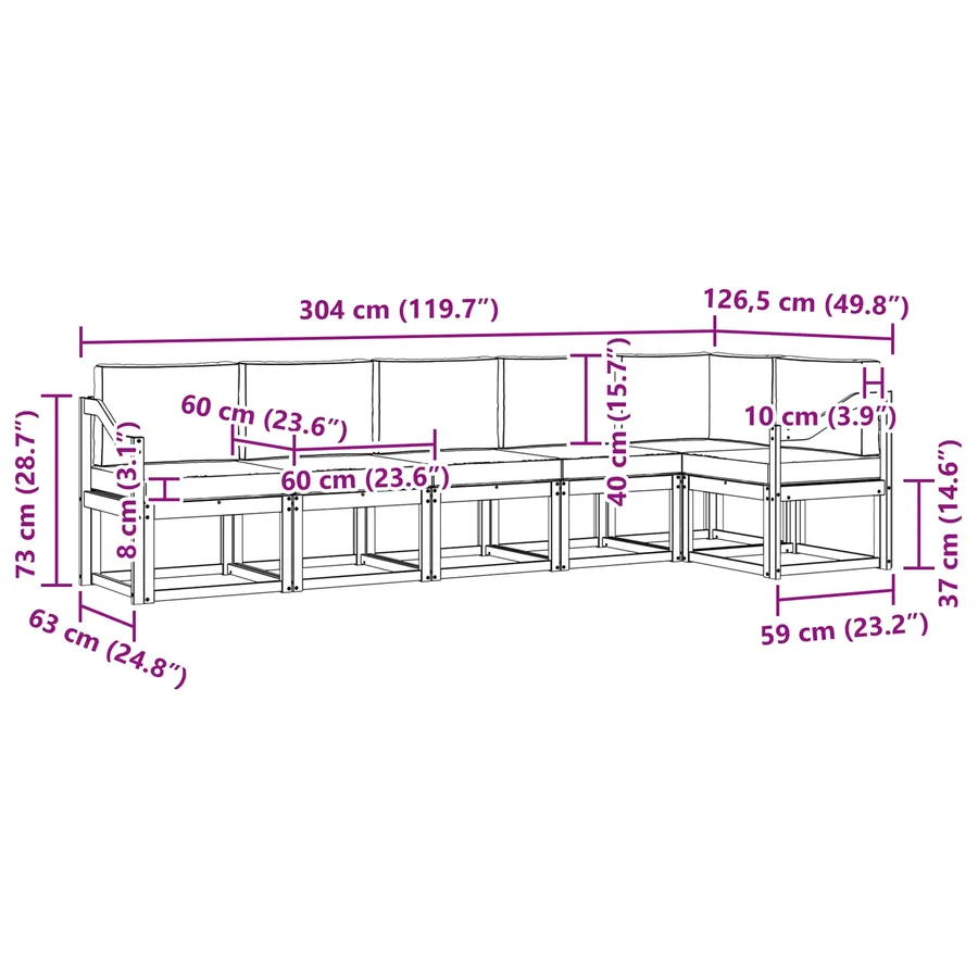 Ensemble de canapés d'extérieur 6 pcs Naturel et Crème - 10