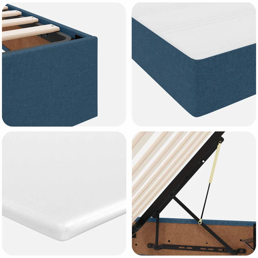 Lit avec rangement et matelas Bleu 100 x 200 cm Polyester - 11