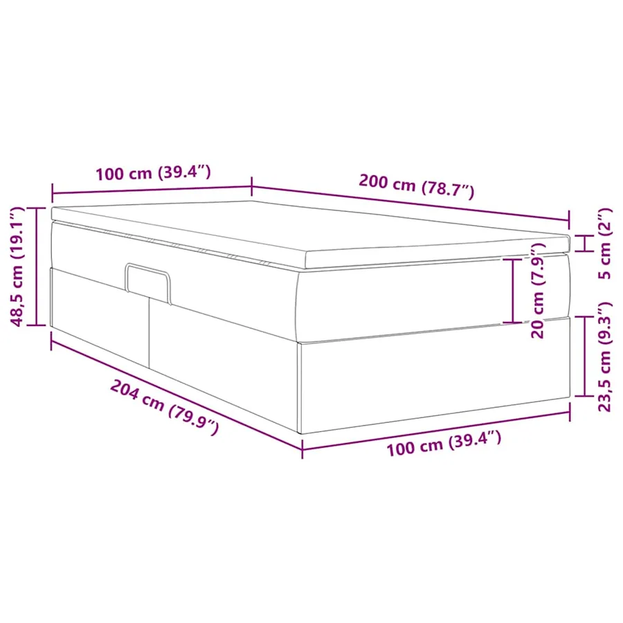 Lit avec rangement et matelas Bleu 100 x 200 cm Polyester - 13