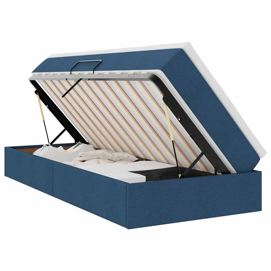 Lit avec rangement et matelas Bleu 100 x 200 cm Polyester - 2