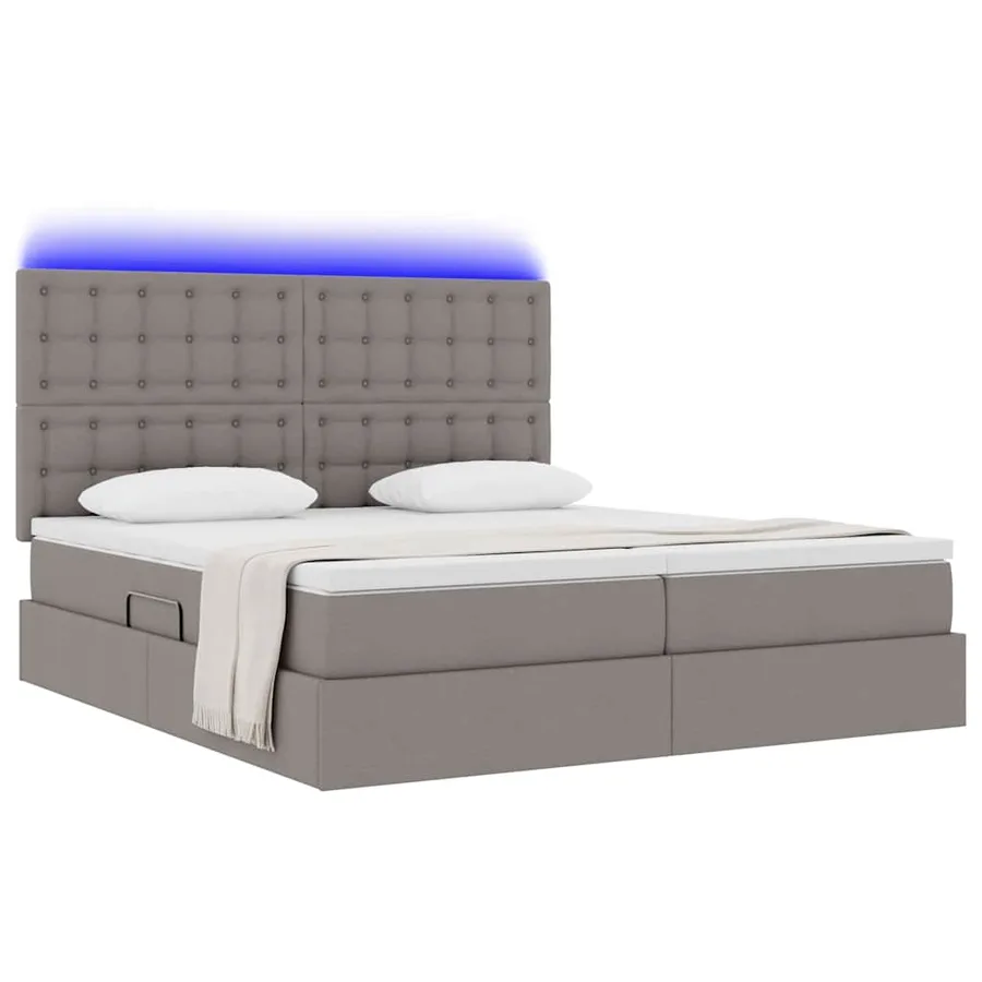 Lit de rangement LED avec matelas Taupe 180 x 200 cm Tissu - 3