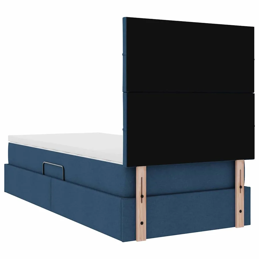 Lit avec rangement et matelas Bleu 100 x 200 cm tissu - 10