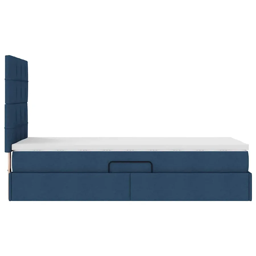 Lit avec rangement et matelas Bleu 100 x 200 cm tissu - 9