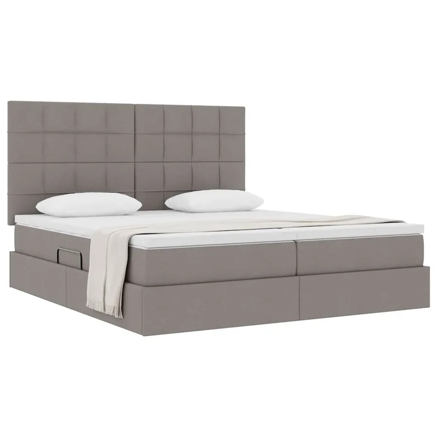 Lit de Rangement avec tête de lit Taupe 180 x 200 cm Tissu - 3