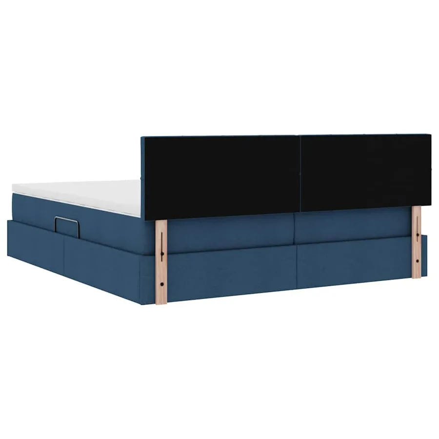 Lit de rangement LED avec matelas Bleu 200 x 200 cm Tissu - 13