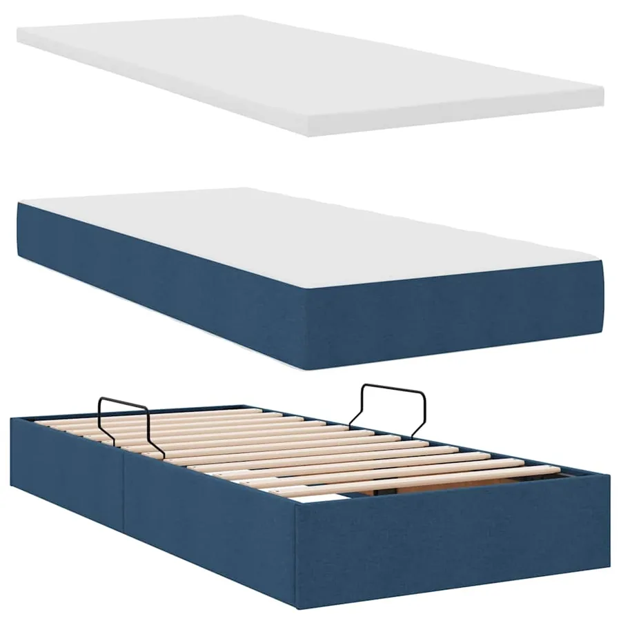 Lit de rangement LED avec matelas Bleu 200 x 200 cm Tissu - 9
