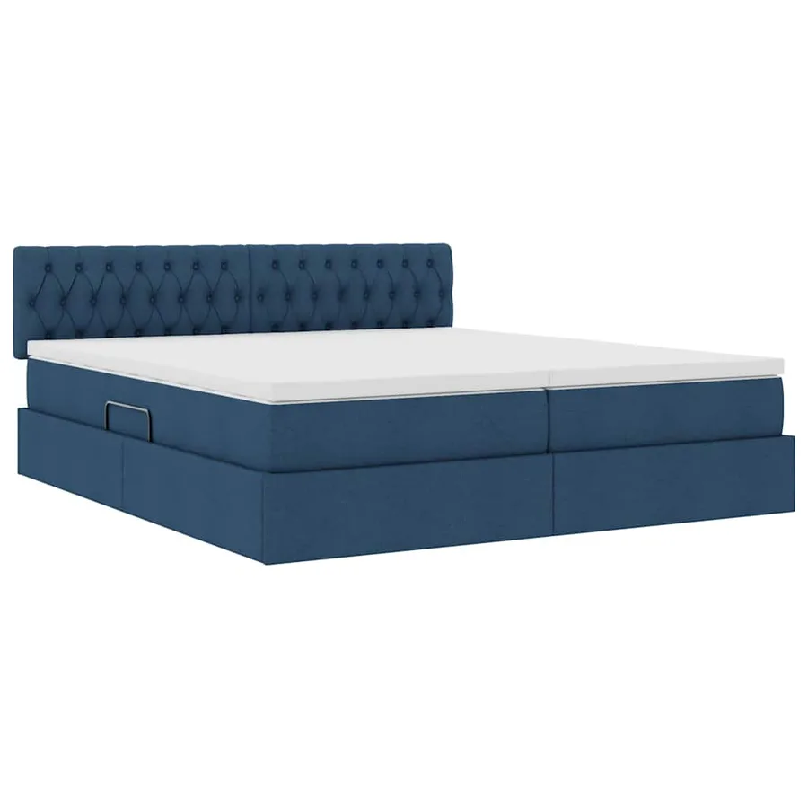 Lit de Rangement Bleu 200 x 200 cm Cuir synthétique - 5