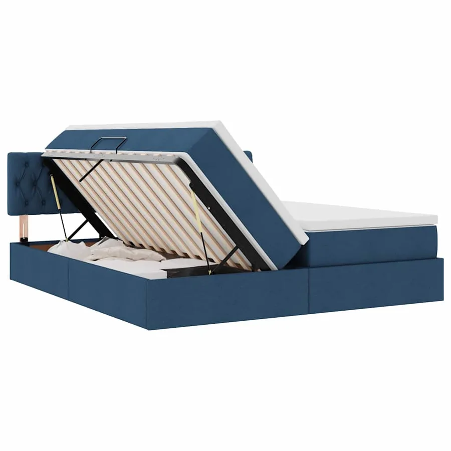 Lit de Rangement Bleu 200 x 200 cm Cuir synthétique - 7