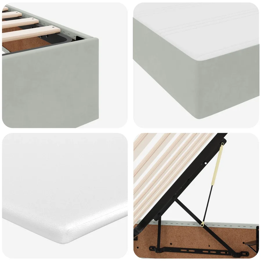 Lit avec rangement et matelas Gris clair 180 x 200 cm Velours - 11