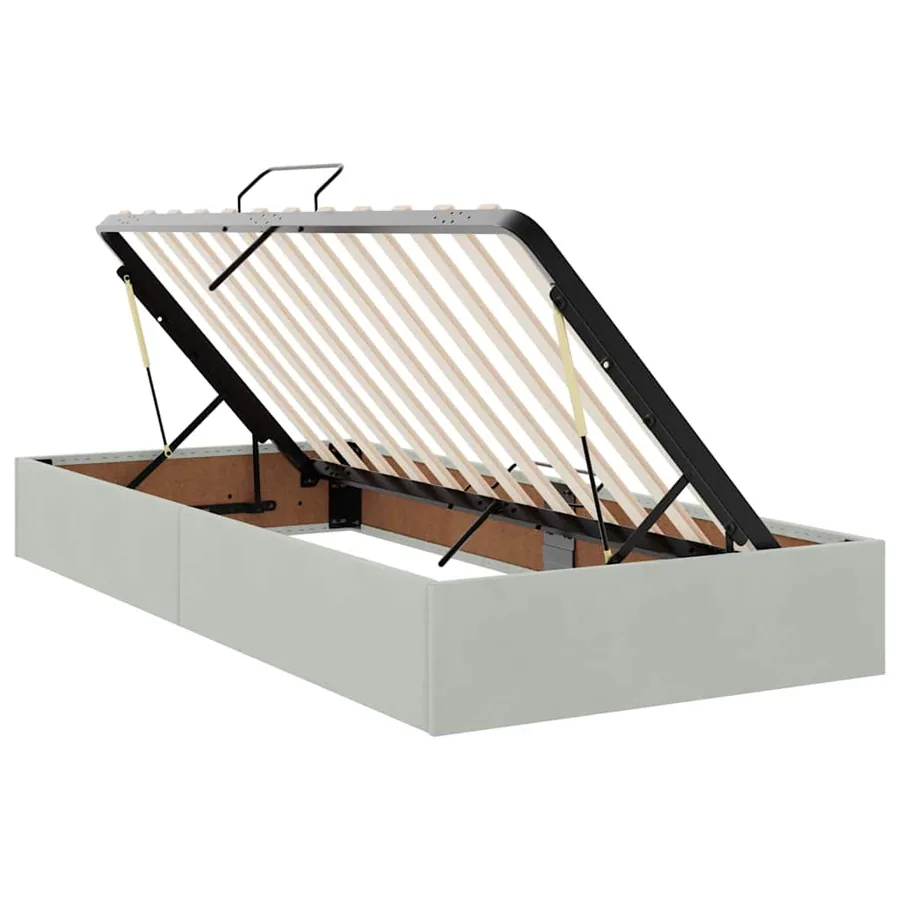 Lit avec rangement et matelas Gris clair 180 x 200 cm Velours - 6