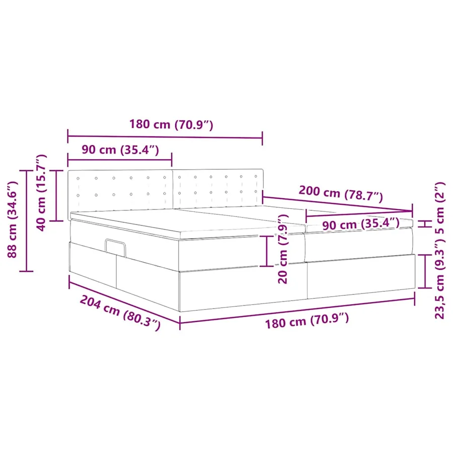 Lit de Rangement avec matelas Gris clair 90 x 200 cm - 16