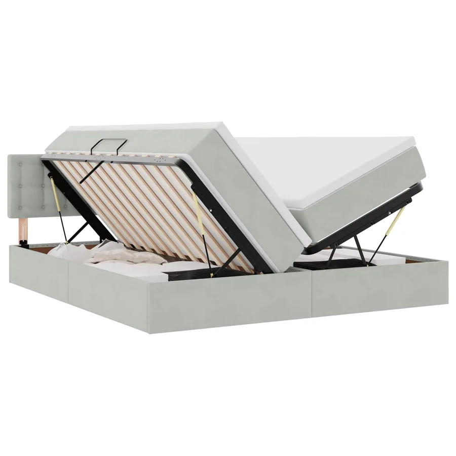 Lit de Rangement avec matelas Gris clair 90 x 200 cm - 2