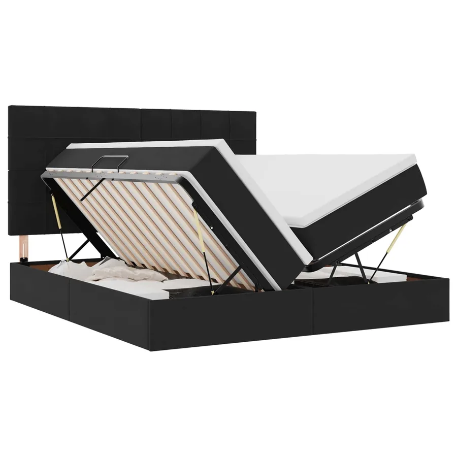 Lit de rangement LED avec matelas Noir 180 x 200 cm Velours - 2