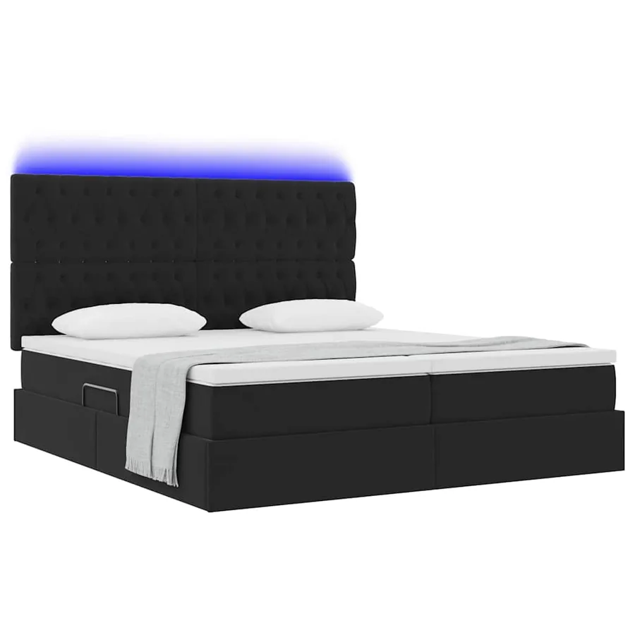 Lit de rangement LED avec matelas Noir 180 x 200 cm Velours - 3