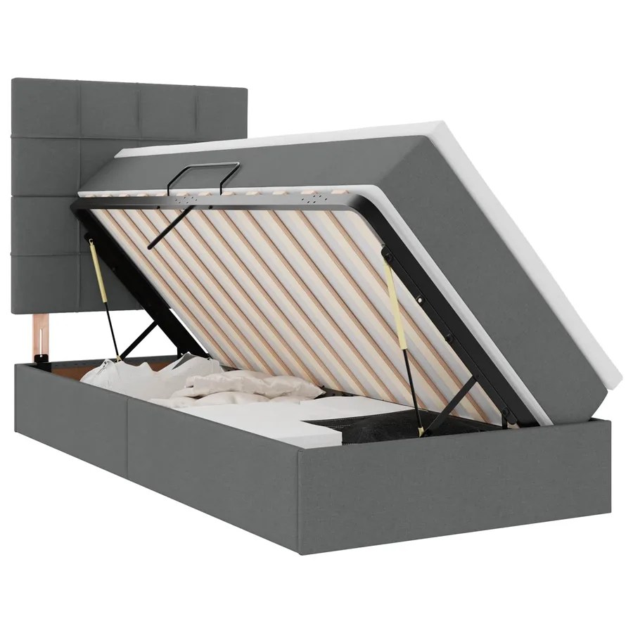 Lit de rangement LED avec matelas Gris foncé 90 x 200 cm Tissu - 2